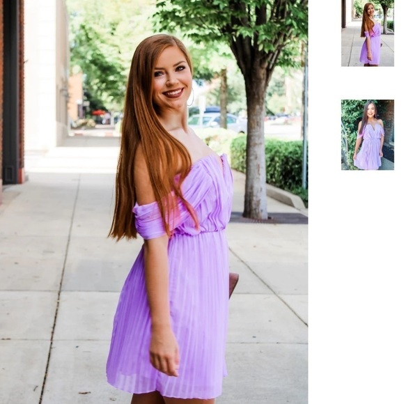 DO+BE Lavender Purple Pleated Strapless Dress - Picture 8 of 16
